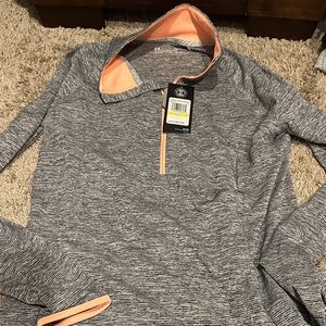 Gray and Peach Quarter-Zip Pullover size medium new with tags